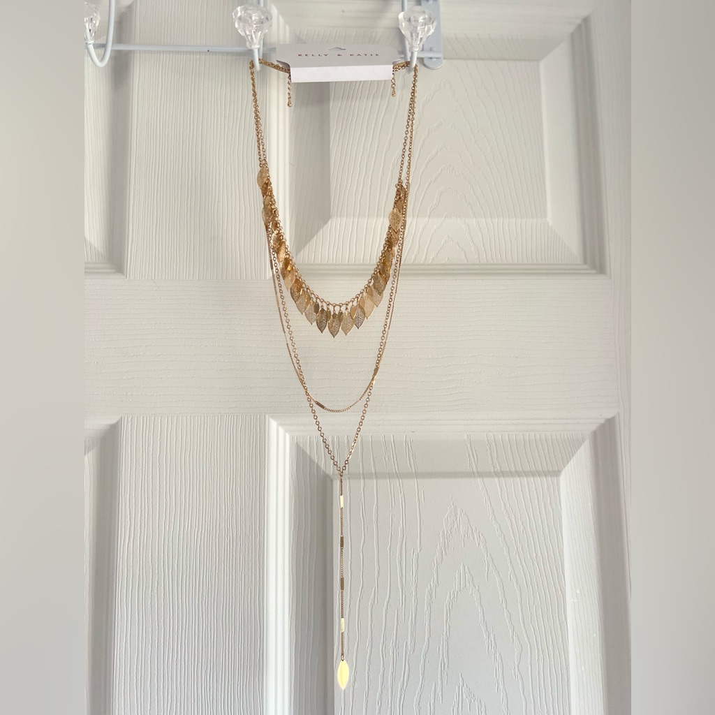 Brand New W/Tags Gold Leaf Layered Necklaces
